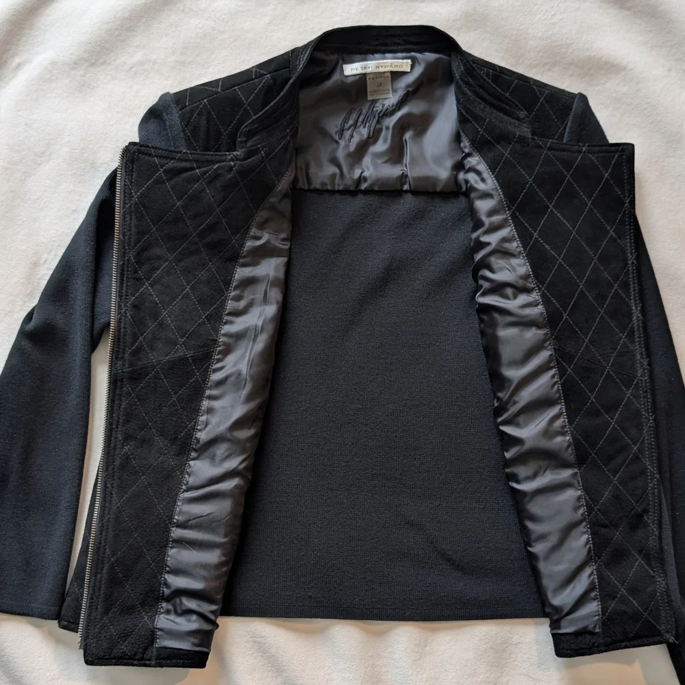 Vintage Peter Nygard Women's Jacket Suede Leather And Knit Zip Up Size M Petites - Picture 10 of 16